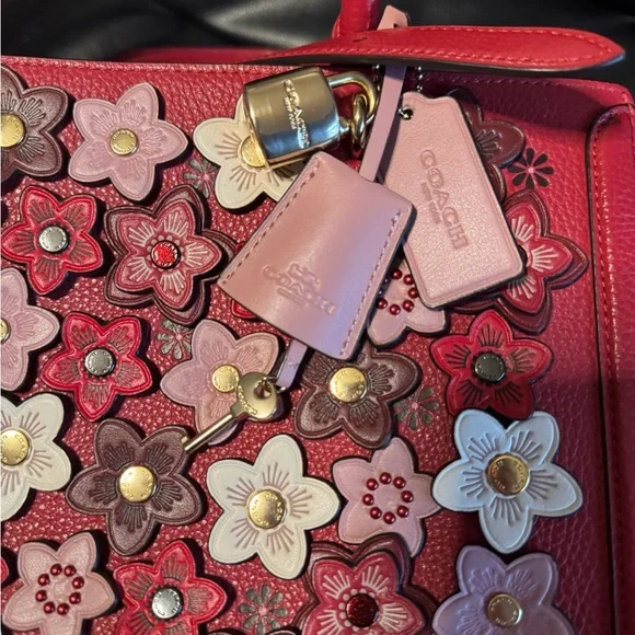 Coach Red floral appliqué Handbag - Picture 14 of 14